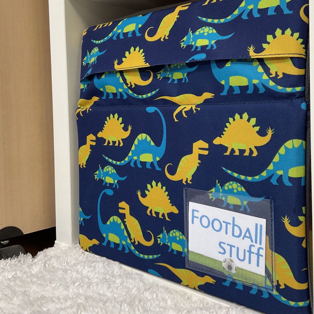  Scubl transparent storage box dinosaur print fitting inside IKEA Kallax unit