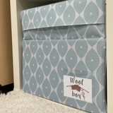 Scubl transparent storage box sky blue and white fitting inside IKEA Kallax unit