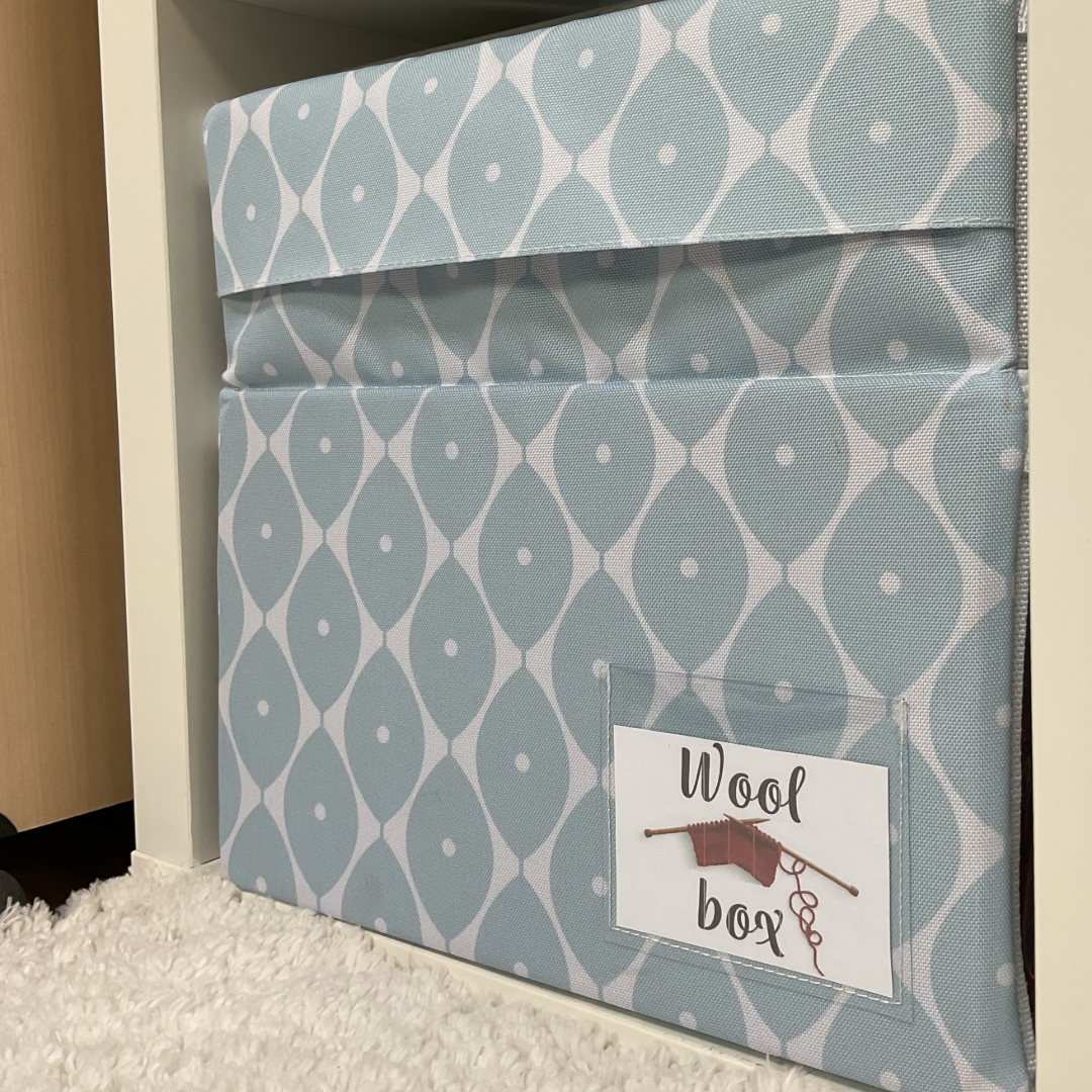 Scubl transparent storage box sky blue and white fitting inside IKEA Kallax unit